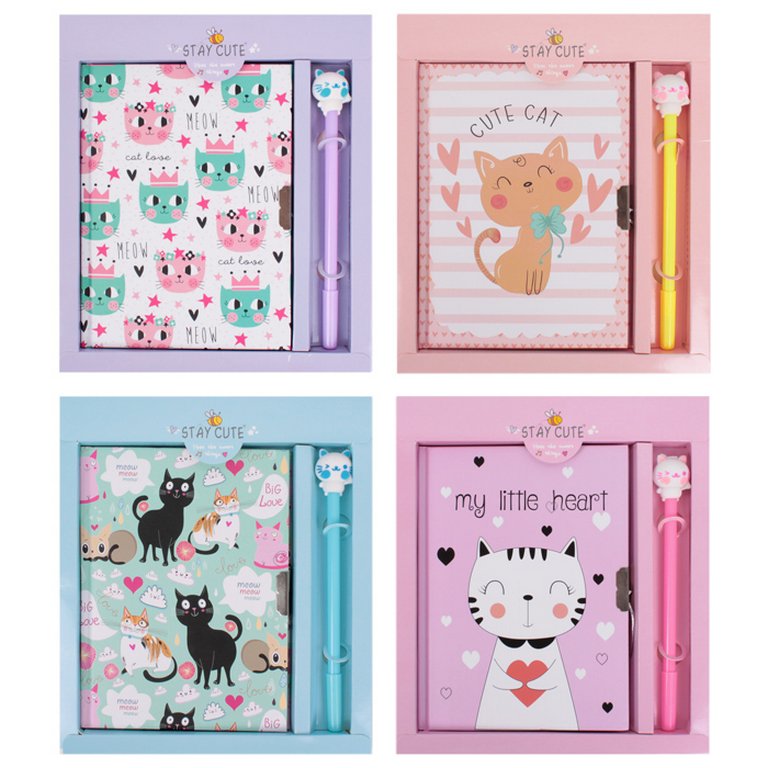 Набор подарочный блокнот и ручка "Милые котики" ассорти