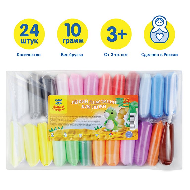 Пластилин легкий 24 цв. Мульти-Пульти