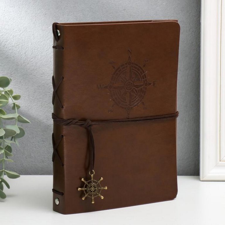 Фотоальбом для наклеивания фото 30 листов на кольцах 22*17см "Штурвал" кожзам