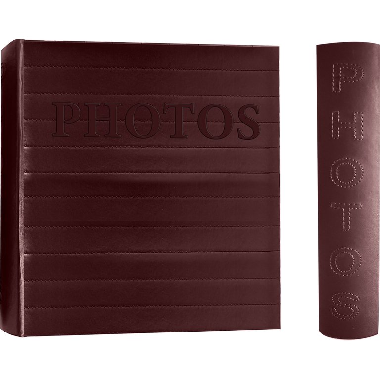 Фотоальбом 200 фото 10*15см "Premium" обложка кожзам, ПП карман, коричневый