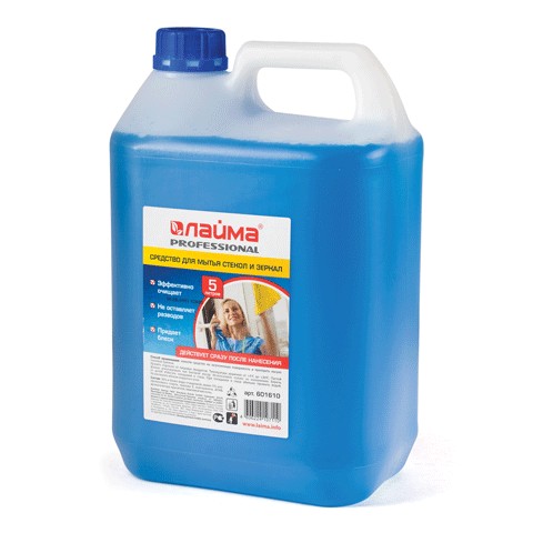 Средство для мытья стекол ЛАЙМА PROFESSIONAL, 5л., менее 5% изопропилового спирта