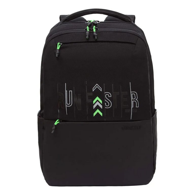 Рюкзак молодежный мужской Grizzly 43*29*15 см., черный/салатовый