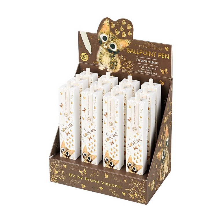 Ручка шариковая Bruno Visconti "Love me. Милый котик" в подарочном пенале (0,5 мм)