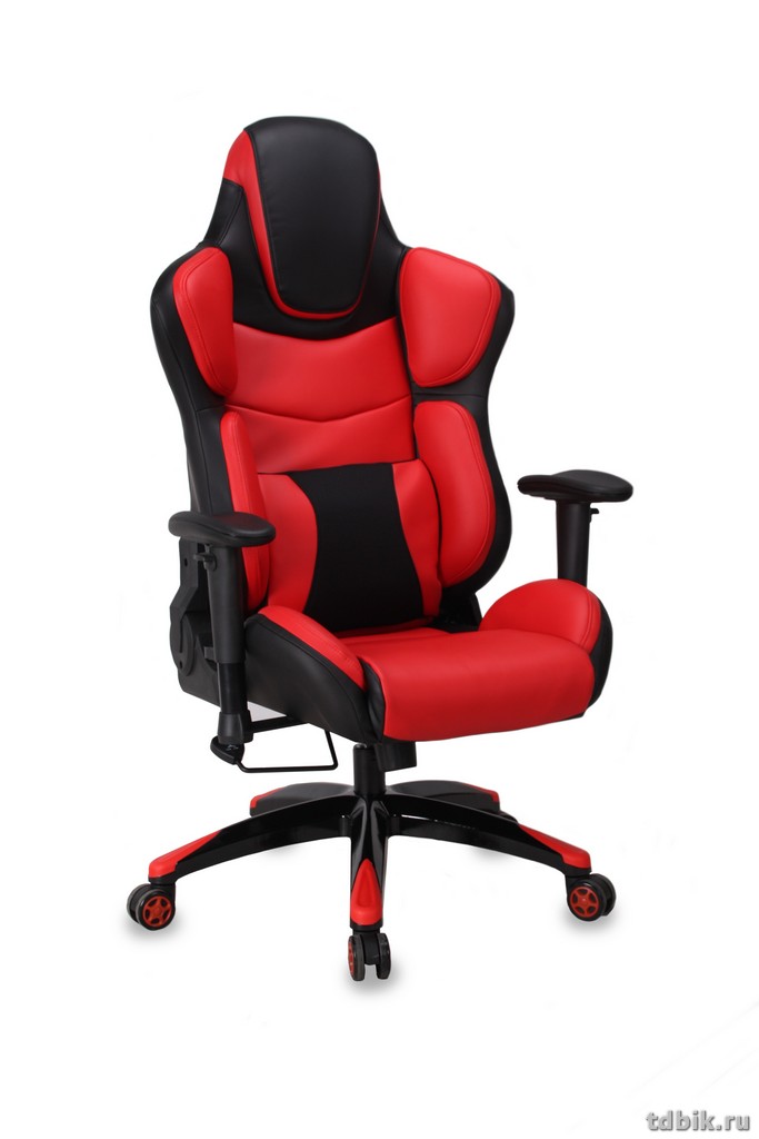 Кресло игровое Бюрократ CH-773/BLACK+R (искусственная кожа, одна подушка черный/красный, пластик чер