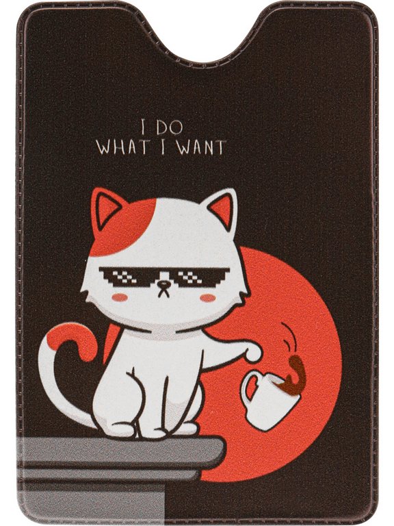 Обложка для проездного билета "Крутой кот" из ПВХ 7*9,5 см