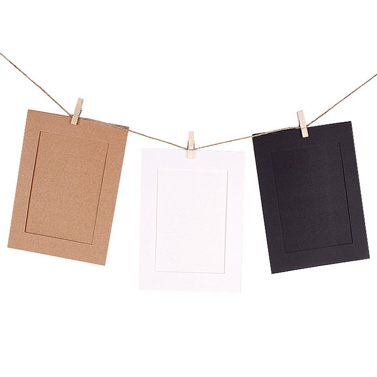 Рамки для фотографий в наборе 9х13 см (10 бум. рамок, 10 прищепок+ шпагат)