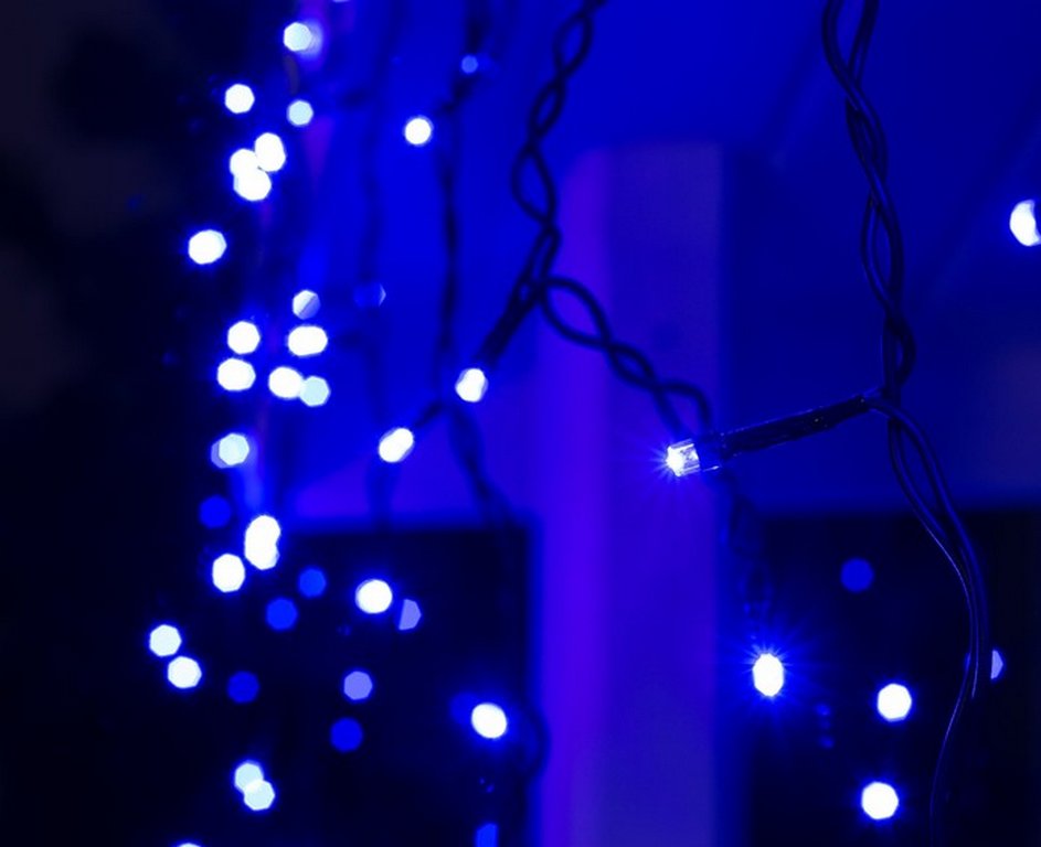 Гирлянда уличная Бахрома  3*0,6м, 160 синих ламп, темная нить (от -30 до +35°С) монтаж до -10°С