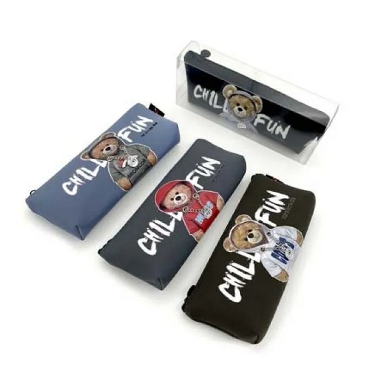 Пенал  для мальчика Intelligent "Мишка в свитшоте" 21*8*3 см ассорти