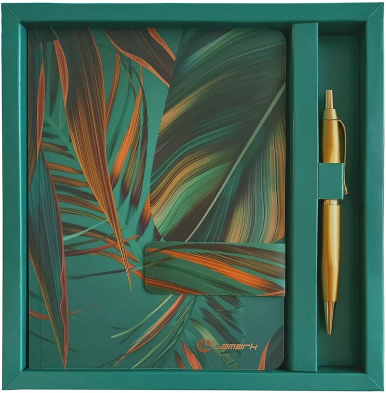 Набор подарочный "Изумрудные тропики": тетрадь, магн.закладка, ручка подарочная, Lamark