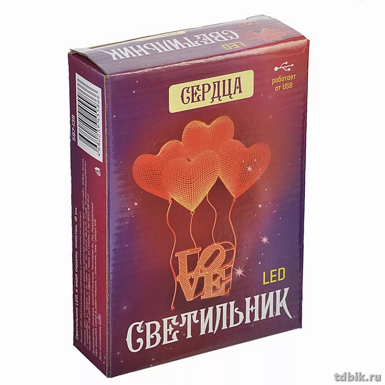 Светильник наст. LED "Сердце", 18см, пластик