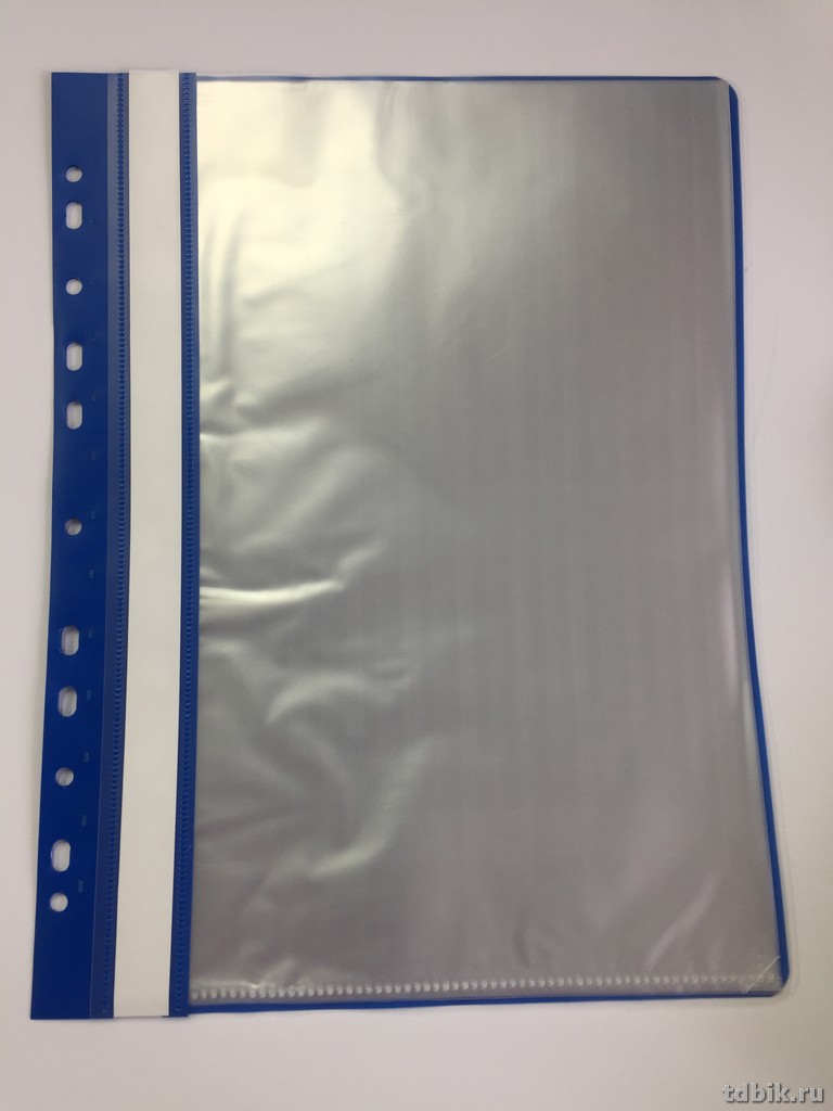 Папка А4 10 прозр.вклад. пластик, с перфорацией, синяя Бюрократ