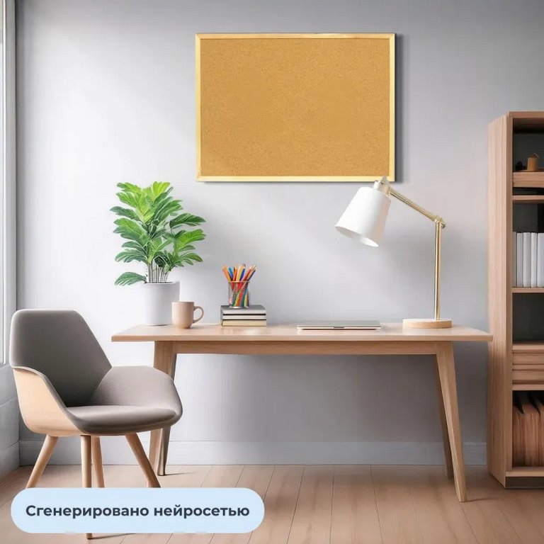 Доска пробковая  450*600 мм деревянная рамка Attache Economy