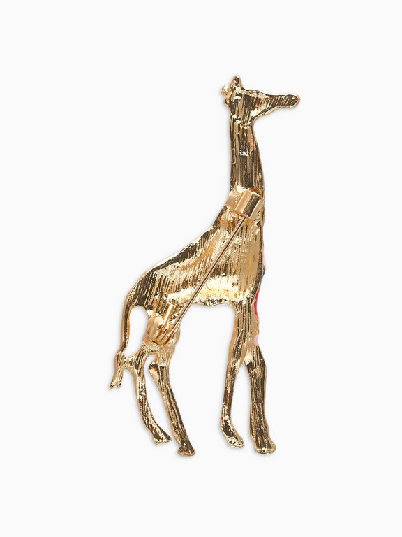 Брошь металл "Жираф", цветная в золоте