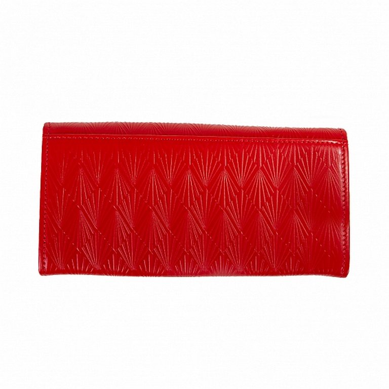 Портмоне D.Morelli женское "Мадлен" большое, нат. кожа, красное