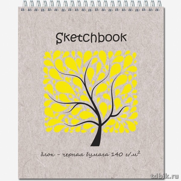 Скетчбук 170*200 мм, 20л. гребень "Skechbook Black", бумага черная