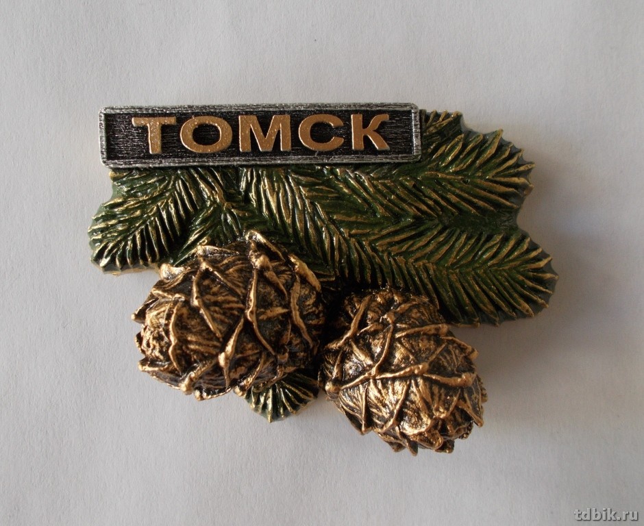 Магнит Томск искусств. камень "Кедровая ветка" 7*5см