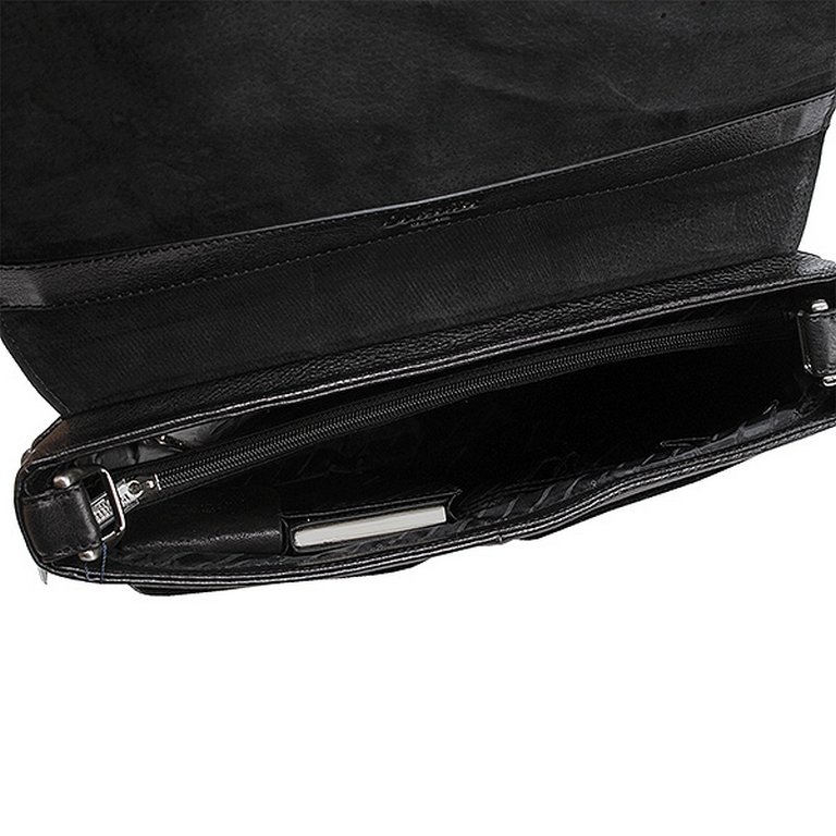 Портфель Dr.Koffer 26*35*7-10см, нат. кожа, с расширением, черный, хит