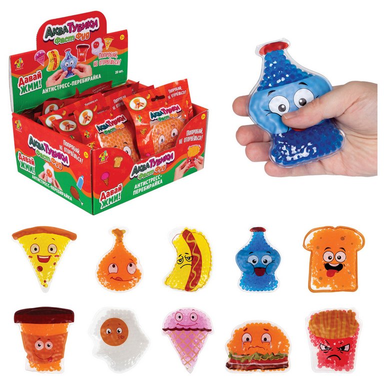 Мялка с гидрогелем "Акватубики вкусняшки" (ассорти)