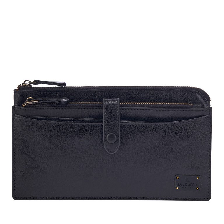 Портмоне Dr.Koffer 20*11 см нат. кожа, черный