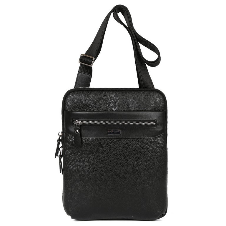 Сумка мужская FABRETTI 23*29*3, нат. кожа, черный