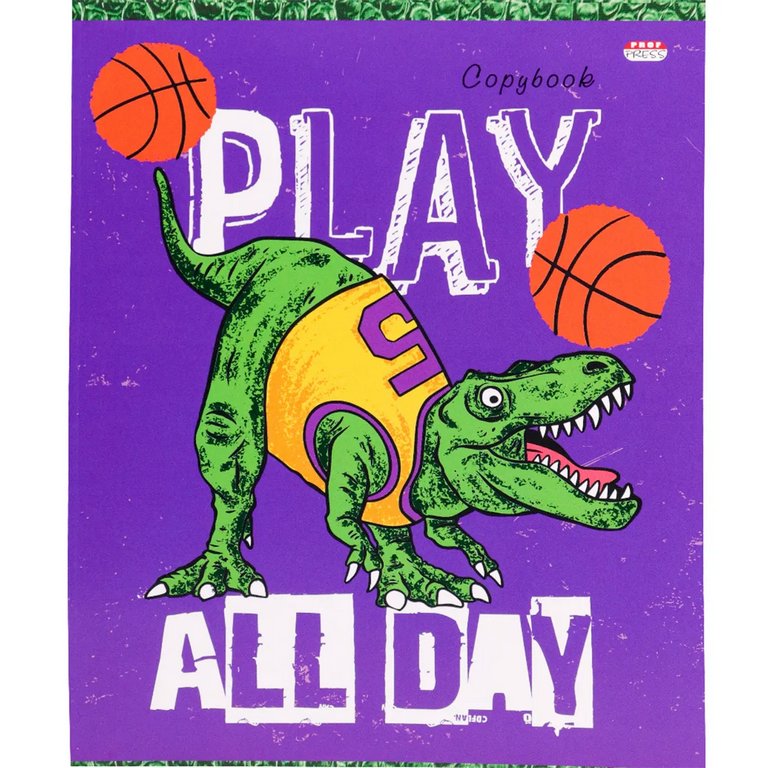 Тетрадь 48 лист кл. А5 на скрепке Prof-Press "ШУМНЫЙ ДИНОЗАВР" мелов. обл.