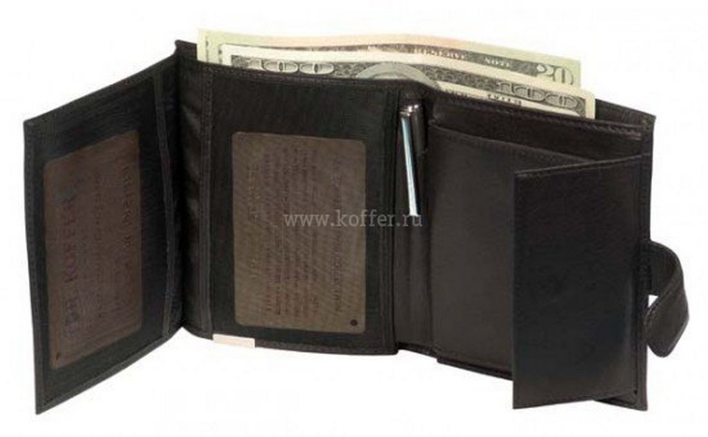 Портмоне Dr.Koffer с отдел. для вод.прав и ручкой (кожа), черный