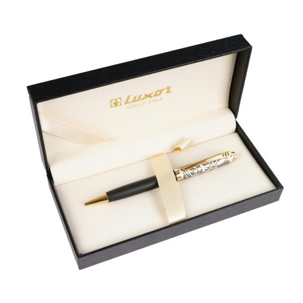Ручка шариковая Luxor "Konark" в футляре 0,7мм синяя (ст.99мм) корпус мет. черный/золото