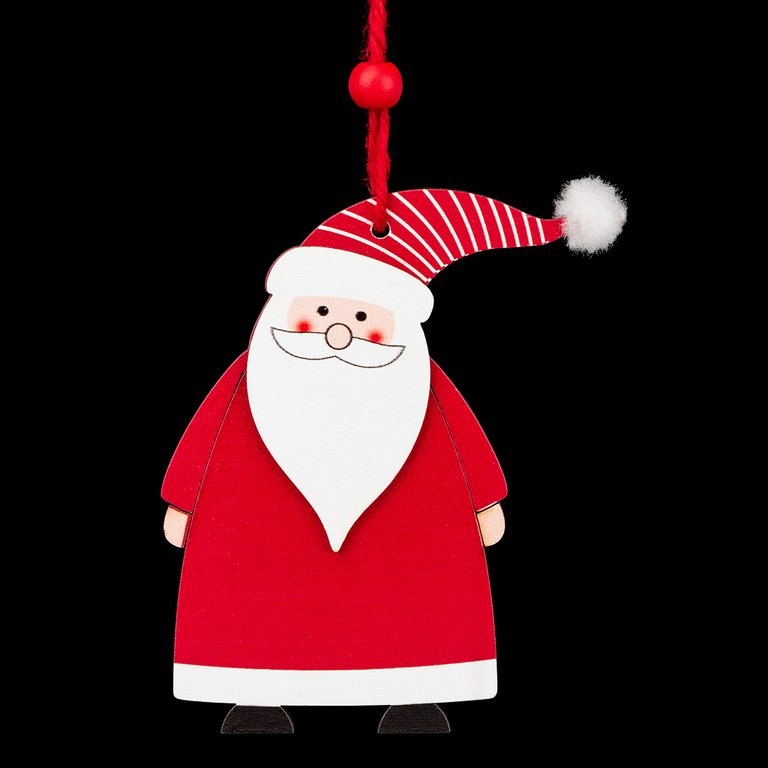 Украшение елочное из дерева "Добрый Санта" 10 см