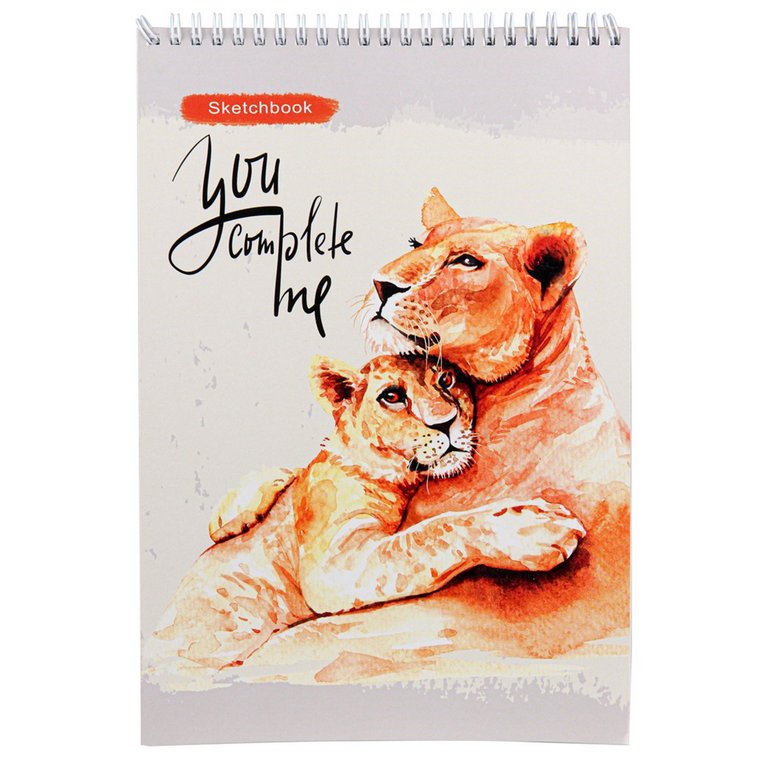 Скетчбук 200*300 мм, 30л. гребень "Львица и львёнок" 160г/м2