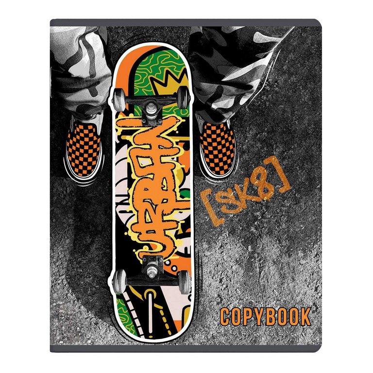 Тетрадь 48 лист кл. А5+ на скрепке "ЯРКИЙ СКЕЙТБОРД" ассорти
