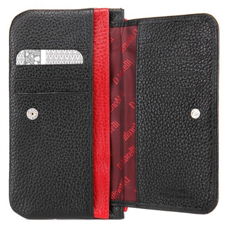 Портмоне D.Morelli женское "Бриенна" среднее, нат. кожа, черное