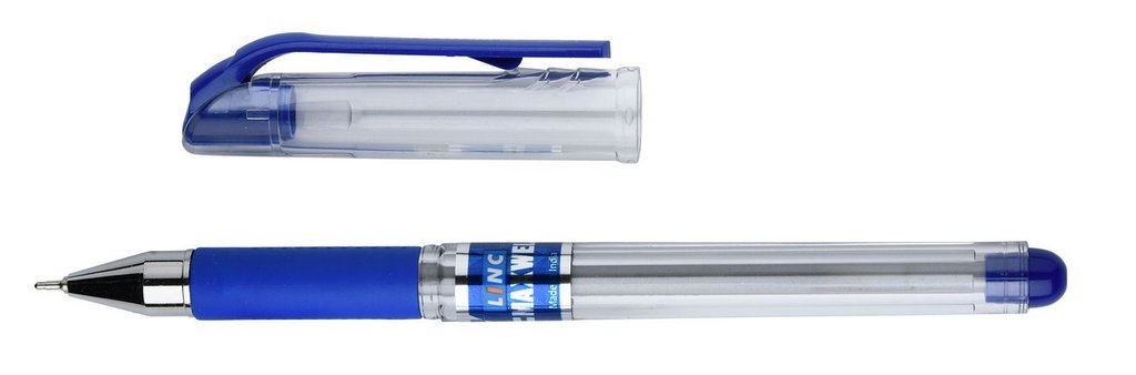 Ручка шариковая масляная Linc Maxwell резин.упор 0,7мм синяя (стерж.127мм) игольч.