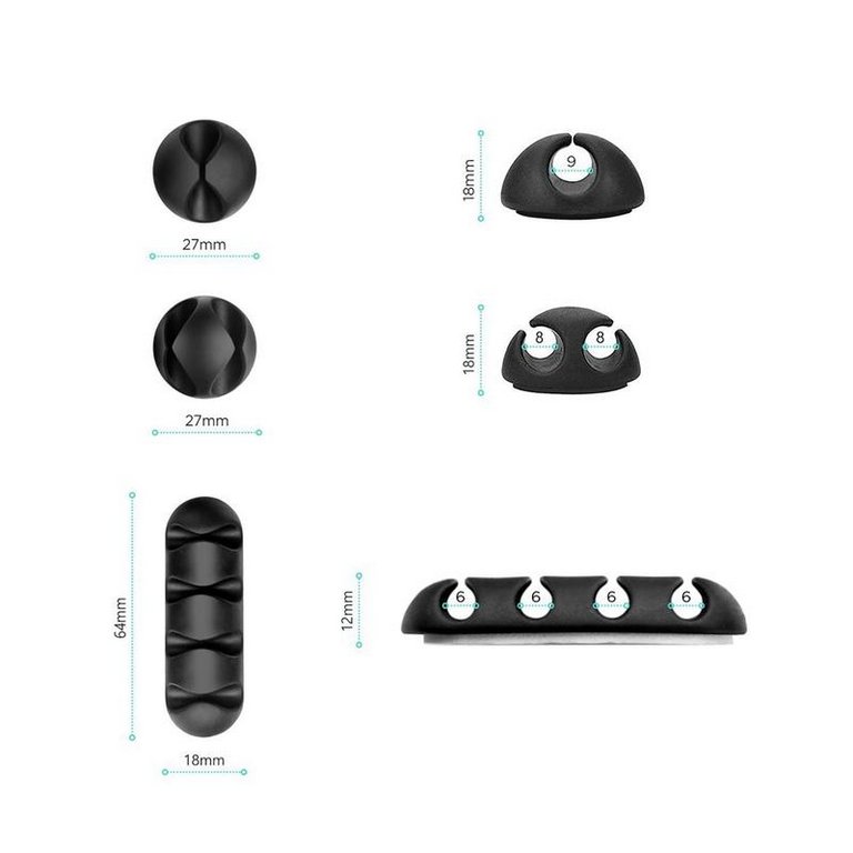 Держатель для проводов Onkron черный 8шт/уп
