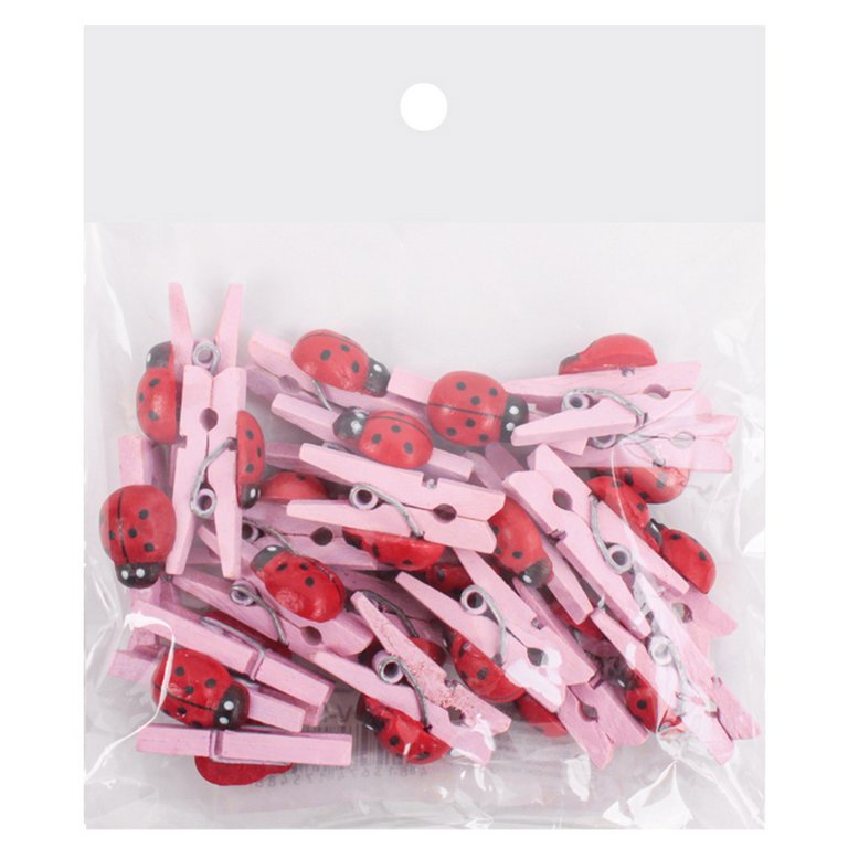 Прищепки деревянные с декором "Божья коровка" 25мм (24шт/уп) ассорти