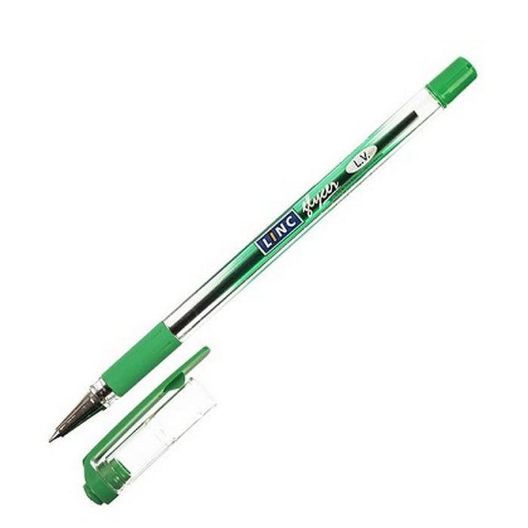 Ручка шариковая масляная Linc Glycer резин.упор 0,7мм зеленая (стерж.142мм, линия 0,35мм) игольч.