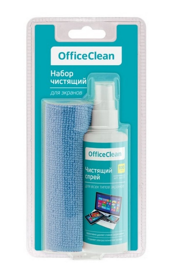 Средство чистящее для оргтехники OfficeClean спрей (для всех типов экранов)+салфетка из микрофибры