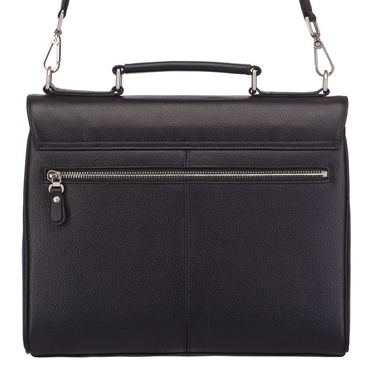 Портфель Dr.Koffer 24*27*12см, нат. кожа, со съемным плечевым ремнем, черный