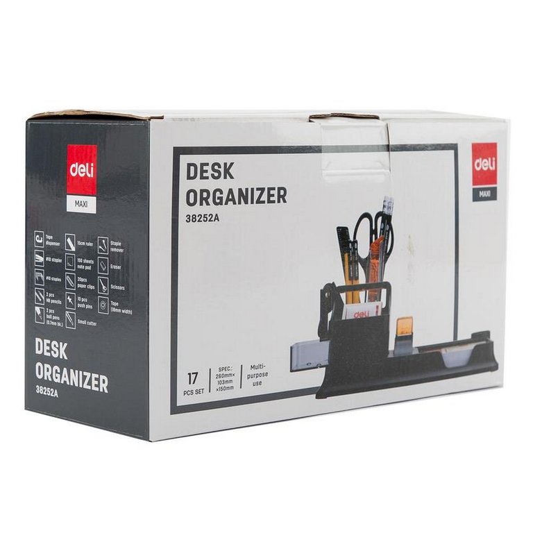 Набор настольный пластик 17 предметов Deli черный