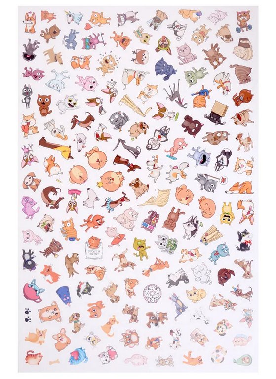 Раскраска с наклейками А3 "Котики и собачки" ПРОФ-пресс