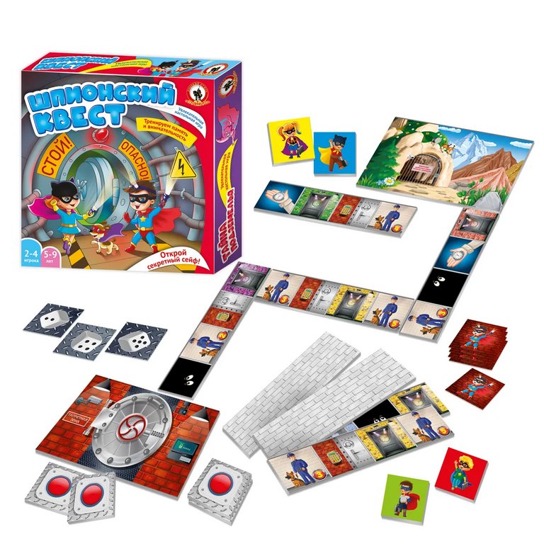 Игра настольная  Квест .5+ "Шпионский квест" (2-4 игрока, 5-9 лет) Русский стиль