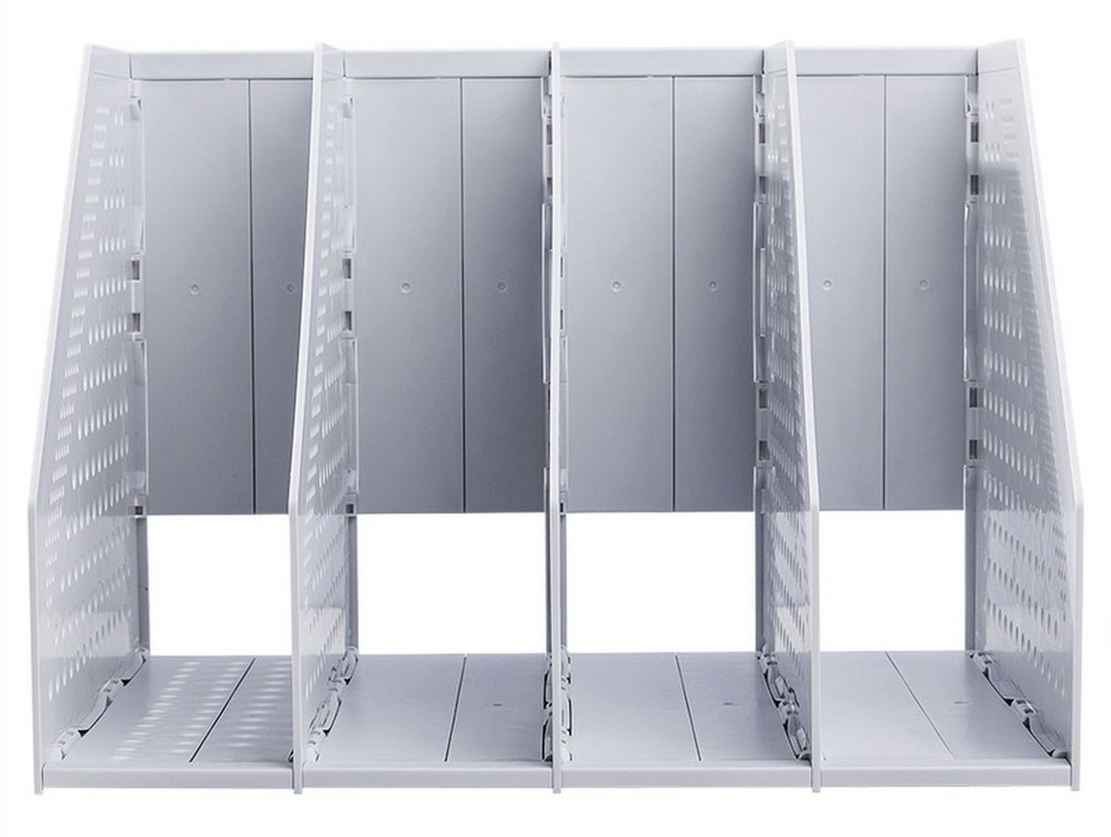 Лоток вертикальный 4-х секцион. разборный, 332х256х243мм серый Deli