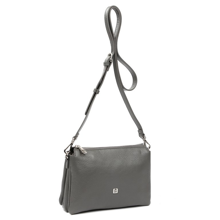 Сумка женская FABRETTI 24х16х8 см, нат. кожа, серый