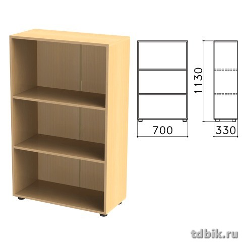 Шкаф для бумаг "Канц" открытый (700*330*1130 мм), цвет бук