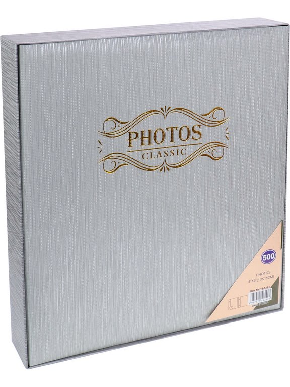 Фотоальбом 500 фото 10*15см "Классика" твердая обложка, серебряная рябь