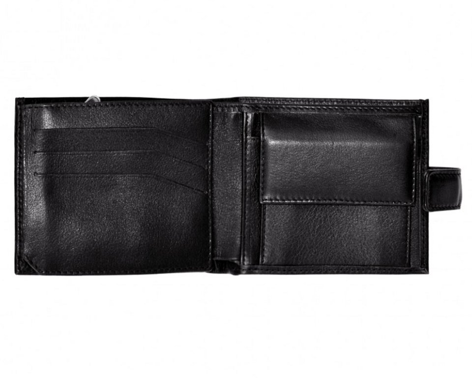 Портмоне Faetano мужское, с хлястиком, нат.кожа, черный