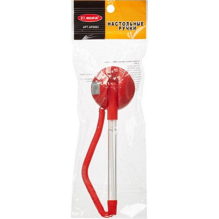 Ручка шариковая настольная красный корпус Beifa 0,7мм синяя (стерж. 125мм, линия 0,5мм)