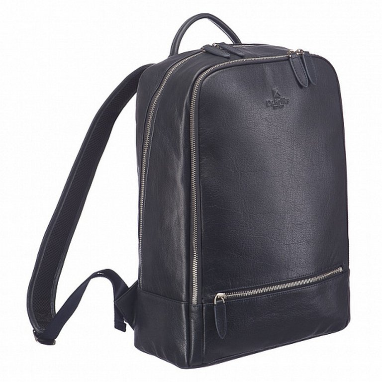 Рюкзак женский Dr.Koffer 28x38x11 см, нат.кожа, синий