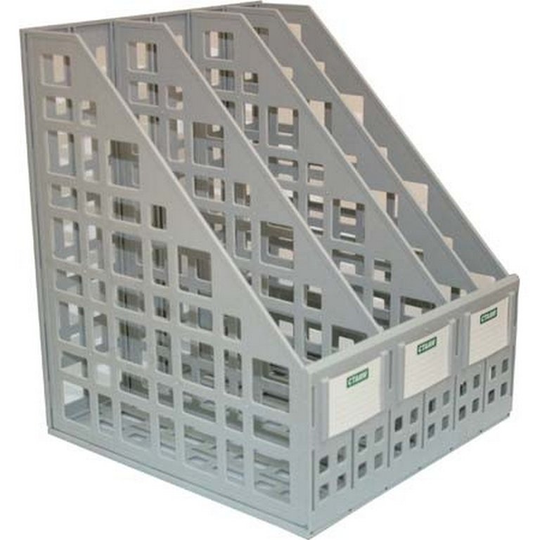 Лоток вертикальный 4-х секцион. разборный, серый Стамм