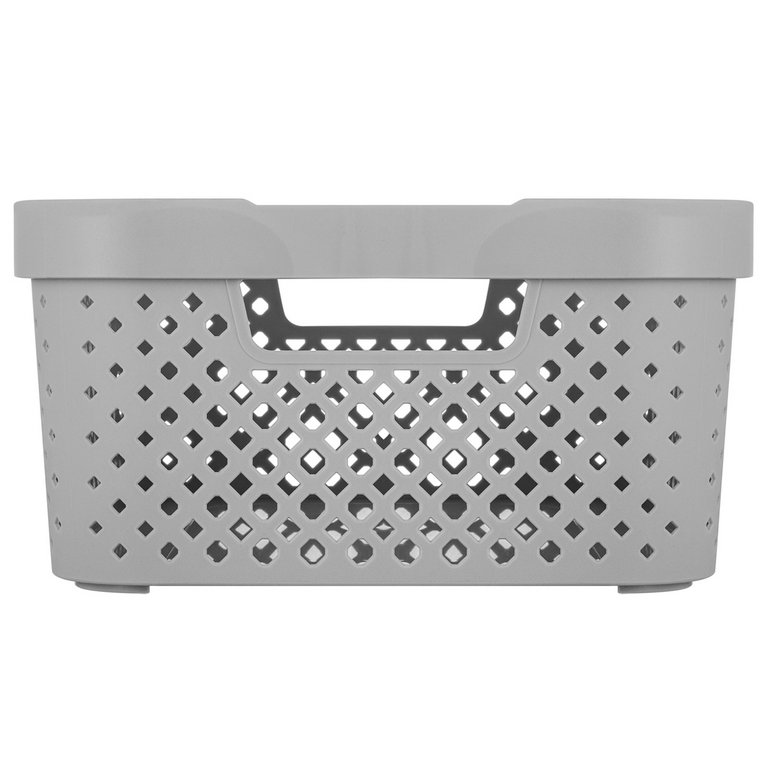 Корзина для хранения пластик. 10л. с крышкой 36*27*13 см цв. серый шторм