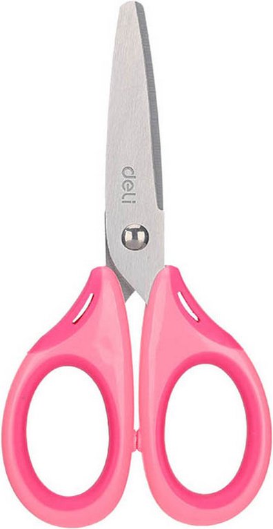 Ножницы 135 мм детские закругленные лезвия, рукоятка с резин. встав. Deli Neon, ассорти